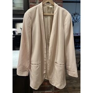 Eileen Fisher the Fisher Project Cream Blush Open Front Blazer Size XL Tencel